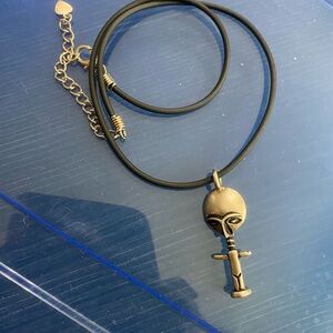 Sterling silver African Pendant Necklace on Black Cord